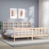 Solid Wood Bed Frame with Headboard 180x200 cm Super King