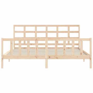 Solid Wood Bed Frame with Headboard 180x200 cm Super King