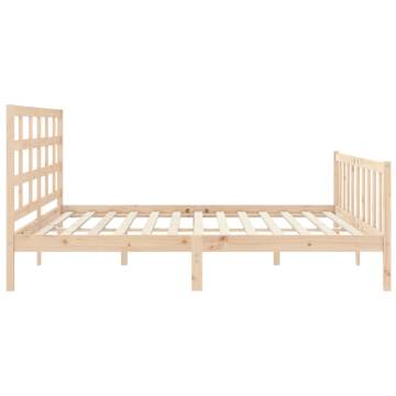 Solid Wood Bed Frame with Headboard 180x200 cm Super King