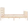 Solid Wood Bed Frame with Headboard 180x200 cm Super King