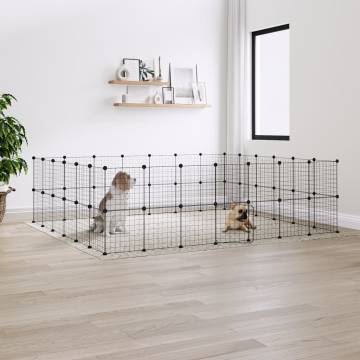 52-Panel Pet Cage with Door - Black Steel 35x35 cm