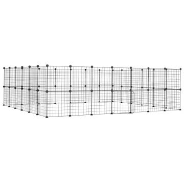 52-Panel Pet Cage with Door - Black Steel 35x35 cm