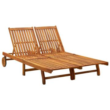 2-Person Sun Lounger - Solid Acacia Wood for Your Garden