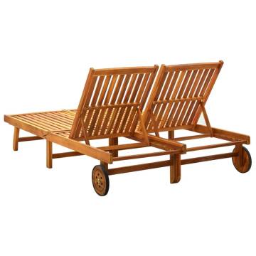 2-Person Sun Lounger - Solid Acacia Wood for Your Garden