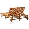 2-Person Sun Lounger - Solid Acacia Wood for Your Garden