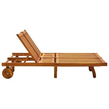 2-Person Sun Lounger - Solid Acacia Wood for Your Garden