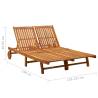 2-Person Sun Lounger - Solid Acacia Wood for Your Garden