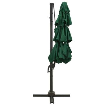 4-Tier Green Parasol with Aluminium Pole - 3x3 m | HipoMarket