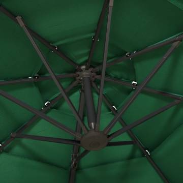 4-Tier Green Parasol with Aluminium Pole - 3x3 m | HipoMarket