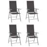 Folding Garden Chairs 4 pcs Textilene Black Colour black and silver Quantity in Package 4 