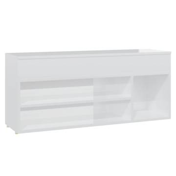 Stylish High Gloss White Shoe Bench - 105x30x45 cm