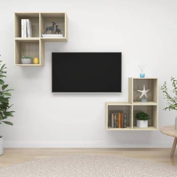 4 Piece TV Cabinet Set in Sonoma Oak - Stylish Storage Solution