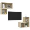 4 Piece TV Cabinet Set in Sonoma Oak - Stylish Storage Solution