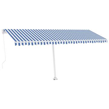 Freestanding Manual Retractable Awning 500x350 cm - Blue/White