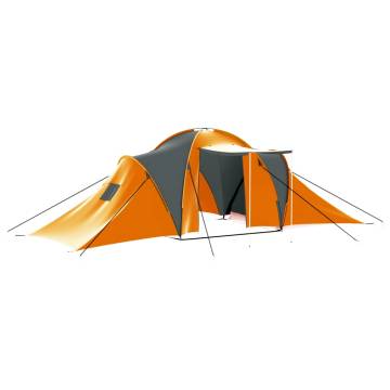 Large 9-Person Grey & Orange Camping Tent - Hipomarket