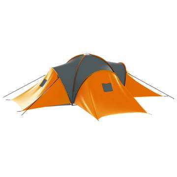 Large 9-Person Grey & Orange Camping Tent - Hipomarket