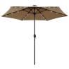 Parasol with LED Lights and Aluminium Pole 270 cm Taupe Colour taupe Quantity in Package 1 