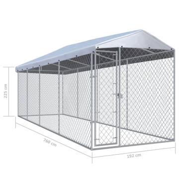 Durable Outdoor Dog Kennel with Roof - 760x190x225 cm