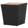 Elegant Black Tea Table - Poly Rattan & Acacia Wood 41.5cm