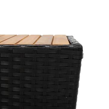 Elegant Black Tea Table - Poly Rattan & Acacia Wood 41.5cm