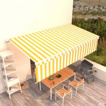 Manual Retractable Awning 6x3m Yellow & White | Hipomarket