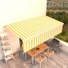 Manual Retractable Awning with Blind 6x3m Yellow&White Colour yellow and white Size 6 x 3 m Quantity in Package 1 