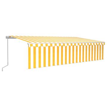 Manual Retractable Awning 6x3m Yellow & White | Hipomarket