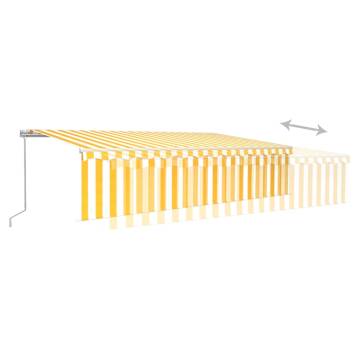 Manual Retractable Awning 6x3m Yellow & White | Hipomarket