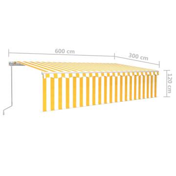 Manual Retractable Awning 6x3m Yellow & White | Hipomarket