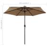 Parasol with LED Lights & Aluminium Pole 270 cm - Taupe