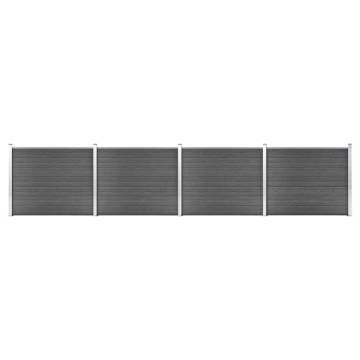 Fence Panel Set WPC 699x146 cm Black - Durable Garden Barrier