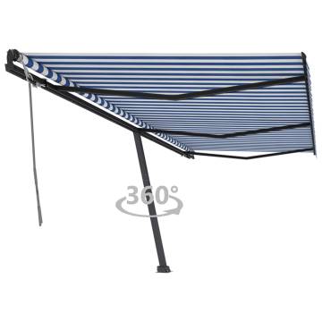 Freestanding Manual Retractable Awning 600x350 cm - Blue/White