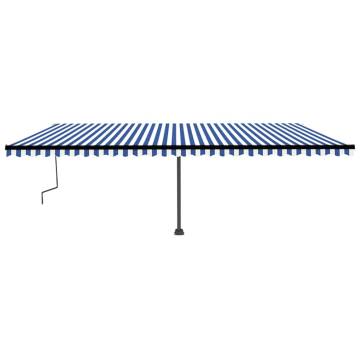 Freestanding Manual Retractable Awning 600x350 cm - Blue/White