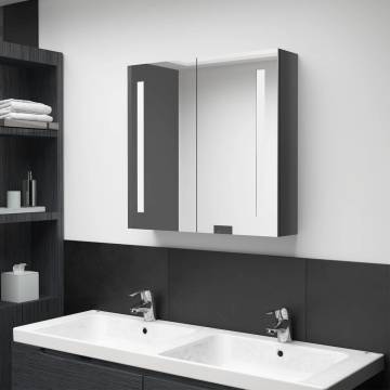 LED Bathroom Mirror Cabinet - Shining Grey 62x14x60 cm