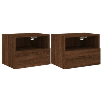 Stylish Brown Oak TV Wall Cabinets - 2 pcs, 40x30x30 cm