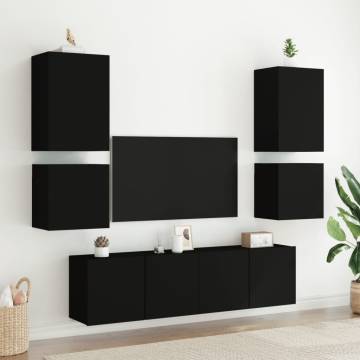 Black TV Wall Cabinet - Space-Saving Design | HiPoMarket UK