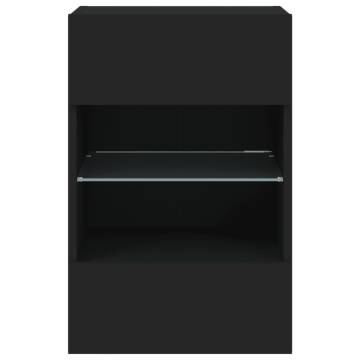 Stylish TV Wall Cabinets with LED Lights - 2 pcs Black