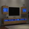 TV Wall Cabinets with LED Lights - Sonoma Oak 2 pcs