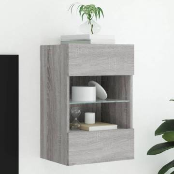 TV Wall Cabinet with LED Lights - Grey Sonoma - HipoMarket