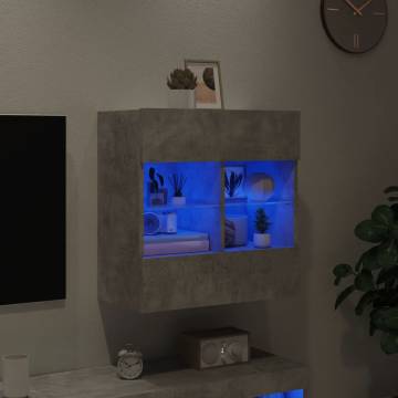 TV Wall Cabinet with LED Lights - Concrete Grey | 58.5x30 cm