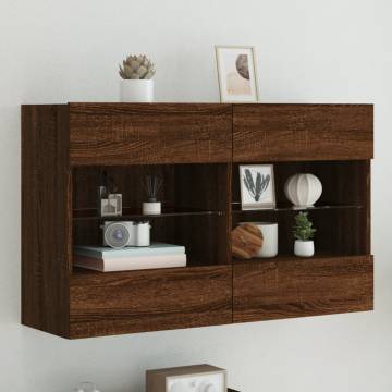 TV Wall Cabinet with LED Lights – Stylish Brown Oak Design