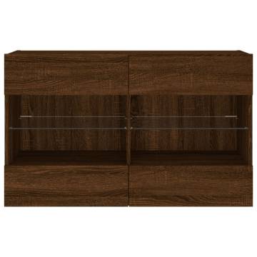 TV Wall Cabinet with LED Lights – Stylish Brown Oak Design