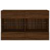 TV Wall Cabinet with LED Lights – Stylish Brown Oak Design