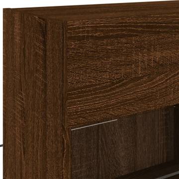 TV Wall Cabinet with LED Lights – Stylish Brown Oak Design