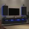 Modern TV Wall Cabinets with LED Lights - 2 pcs Black