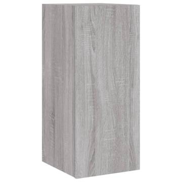 TV Wall Cabinet with LED Lights - Grey Sonoma 30.5x35x70 cm