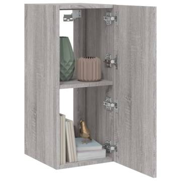 TV Wall Cabinet with LED Lights - Grey Sonoma 30.5x35x70 cm