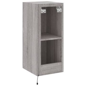 TV Wall Cabinet with LED Lights - Grey Sonoma 30.5x35x70 cm