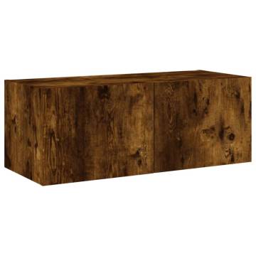 TV Wall Cabinet with LED Lights - Smoked Oak | Hipo Market