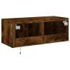 TV Wall Cabinet with LED Lights - Smoked Oak | Hipo Market